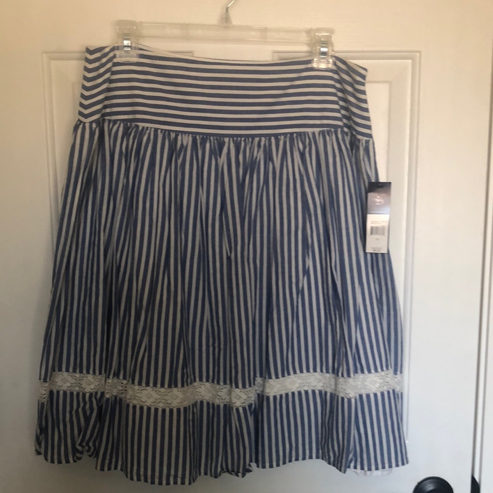 American Living Women’s Striped Skirt with Lace Detail